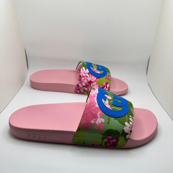 Gucci x Ken Scott Rubber Infinity Zia Floral Slide Sandals Multicolor 42 NIB - Picture 13 of 16